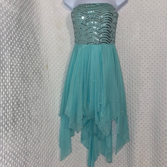 𝅺LOVE Reign Blue Strapless Party Dress - Picture 1 of 3